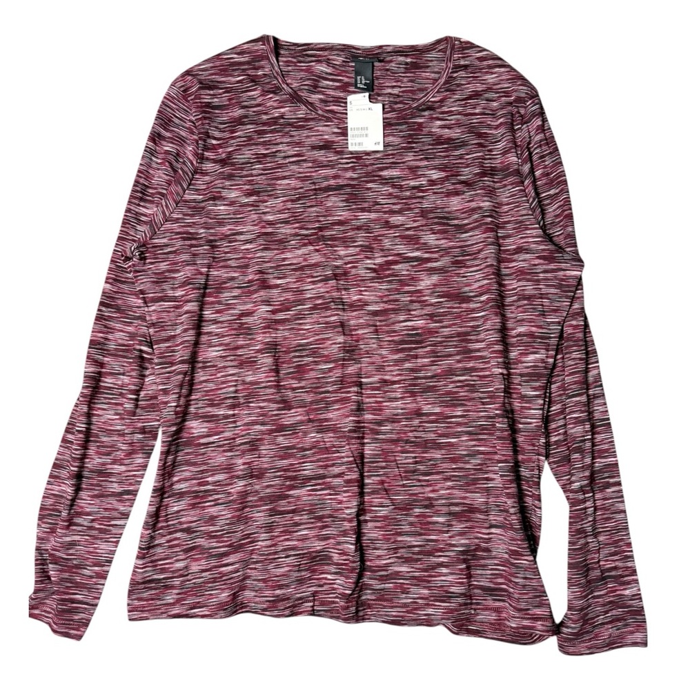 H&M‎ space dye burgundy Long Sleeve athletic Top X-Large